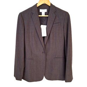 Calvin Klein NWT $248 Grey w/ White Pinstripes Career Suit Jacket